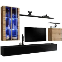 Meublorama AM-SWITCH 12-WTS SW 12*7C/99KG, 2 Regale, 5 Tür(en), Schwarz, Mitteldichte Faserplatte (MDF), 6 Schublade(n), 400 mm