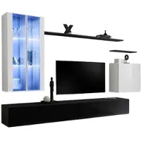Meublorama AM-SWITCH 12-WS SW 12*7C/99KG, 2 Regale, 5 Tür(en), Schwarz, Mitteldichte Faserplatte (MDF), 6 Schublade(n), 400 mm
