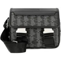 Lacoste Umhängetasche Schultertasche The Blend Messenger Bag Allover Monogram Noir Gris schwarz