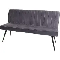 Mendler Sitzbank MCW-K16, Esszimmerbank Bank Polsterbank Garderobenbank, Rückenlehne Samt Metall 160cm dunkelgrau