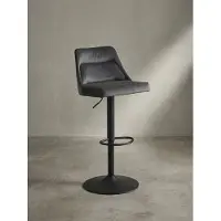 KADIMA DESIGN Barhocker Samt Grau Hocker mit Lehne 86 - 106 cm, Küchenhocker Höhenverstellbar Modern 100 kg, Design Barstuhl Tresenhocker mit Metall-Trompetenfuß, Bistrohocker Gepolstert