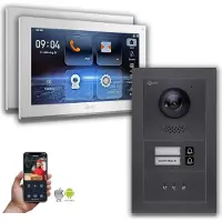 Goliath IP Video Türsprechanlage: 10-Zoll 2 Familienhaus, Anzeige, Anthrazit : 10 Zoll Weiß : 4er POE : Unterputzdose Anschluss: 4er POE Monitor Farbe: 10 Zoll Weiß Montage: Unterputzdose