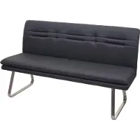 Mendler Sitzbank HWC-H70, Esszimmerbank Bank Polsterbank, Rückenlehne Stoff/Textil Edelstahl gebürstet grau 160cm