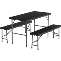 LifeGoods Zusammenklappbares Picknick-Set - 124cm x 61.5cm - Gartentisch mit 2 Bänken - Wetterfest - Campingtisch - Biertisch zusammenklappbar - Für Innen und Außen - Für 4 bis 6 Personen - Schwarz