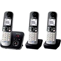 Panasonic KX-TG6823 Strahlungsarmes Schnurlostelefon mit Anrufbeantworter, Rufnummernanzeige, 2 zus?tzliche Mobilteile, 15h Sprechzeit, 7 Tage Standby, Freisprechfunktion, DECT