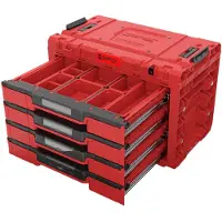 Qbrick System PRIME Drawer 4 Toolbox Expert RED ULTRA HD modularer Werkzeugkasten mit 4 Schubladen 542 x 335 x 369 mm 21,2 l
