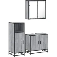 vidaXL 3-tlg. Badmöbel-Set Grau Sonoma Holzwerkstoff