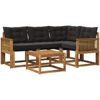 vidaXL Outdoor-Sofagarnitur 5 stk. Natürlich und Schwarz