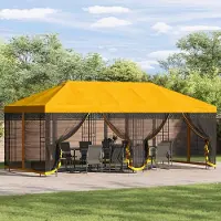 vidaXL Möbel Pavillon mit Seitenwänden 6 x 3 m Gelb Polyester und Stahl 190Pavillons & Partyzelte - Pavillons & Partyzelte c183