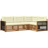 vidaXL Outdoor-Sofagarnitur mit Kissen 4 pcs Natur und Creme