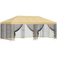 Syfax Pavillon mit Seitenwänden 6 x 3 m Creme Polyester und Stahl 190