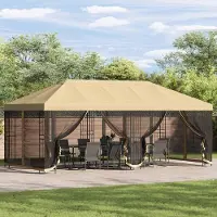 vidaXL Möbel Pavillon mit Seitenwänden 6 x 3 m Creme Polyester und Stahl 190Pavillons & Partyzelte - Pavillons & Partyzelte c174