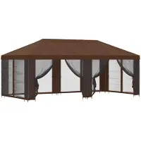 Syfax Pavillon mit Seitenwänden 6 x 3 m Braun Polyester und Stahl 190