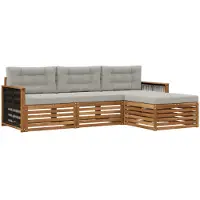 Syfax Outdoor-Sofagarnitur Natürlich und Hellgrau 249 x 162,5 x 73 cm