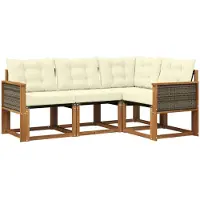 vidaXL Outdoor-Sofagarnitur 4 stk. Natur und Creme