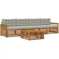 vidaXL Outdoor-Sofagarnitur 5 stk. Natürlich und Hellgrau