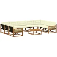 vidaXL Outdoor-Sofagarnitur mit Kissen 10 pcs Natur und Creme