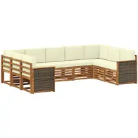 vidaXL Outdoor-Sofagarnitur 7 stk. Natur und Creme