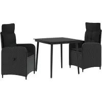 vidaXL Sofa-Tischset mit Kissen mit Kissen 3 pcs Schwarz