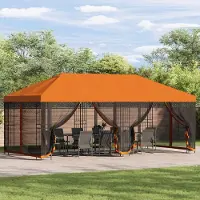 vidaXL Möbel Gartenpavillon 6 x 3 m Orange Polyester und Stahl 190 gsm - Pavillons & Partyzelte &17947
