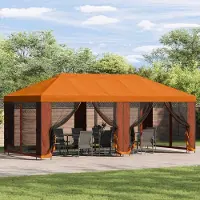 vidaXL Möbel Pavillon mit Seitenwänden 6 x 3 m Orange Polyester und StahlPavillons & Partyzelte - Pavillons & Partyzelte c196