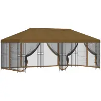 Syfax Pavillon mit Seitenwänden 6 x 3 m Taupe Polyester und Stahl 190
