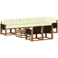 vidaXL Outdoor-Sofagarnitur 9 stk. Natur und Creme