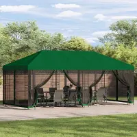 PUEAZU Gartenpavillon 6 x 3 m Grün Polyester und Stahl 190 gsm - Pavillons & Partyzelte @16569