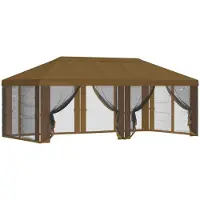 vidaXL Pavillon Dach mit Seitenwänden Taupe 600,5 x 300,5 cm Polyester