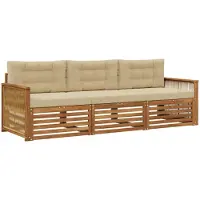 vidaXL Outdoor-Sofagarnitur 3 Stk. Natur und Beige
