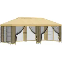 Syfax Pavillon mit Seitenwänden 6 x 3 m Creme Polyester und Stahl 190