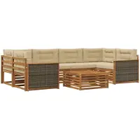 vidaXL Outdoor-Sofagarnitur 7 stk. Natur und Beige