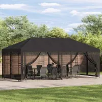 PUEAZU Gartenpavillon 6 x 3 m Anthrazit Polyester und Stahl 190 gsm - Pavillons & Partyzelte @16567