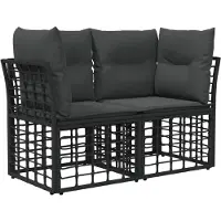 vidaXL Outdoor-Lounge 2 Stk. 2-Sitzanzahl Schwarz und Dunkelgrau