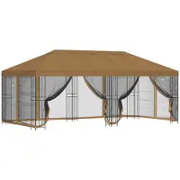 Syfax Pavillon mit Seitenwänden 6 x 3 m Beige Polyester und Stahl 190