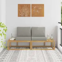 vidaXL Möbel Outdoor End Sofa mit Kissen 2 Stück Weiß Massivholz AkazieGartenstühle - Gartenstühle c8561