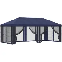 vidaXL Pavillon Dach mit Seitenwänden Blau 600,5 x 300,5 cm Polyester