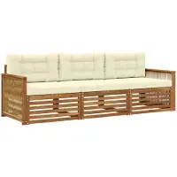 vidaXL Outdoor-Sofagarnitur 3 stk. Natur und Creme