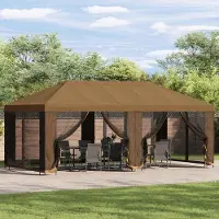 vidaXL Möbel Garten Pavillon 6 x 3 m Beige Polyester und Stahl 190Pavillons & Partyzelte - Pavillons & Partyzelte c186