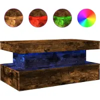vidaXL Couchtisch mit LED-Leuchten Räuchereiche 90x50x40 cm