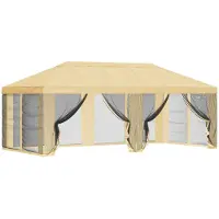 vidaXL Pavillon Dach mit Seitenwänden Creme 600,5 x 300,5 cm Polyester