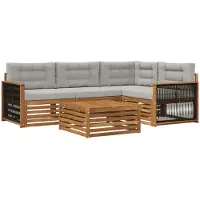 vidaXL Outdoor-Sofagarnitur 5 stk. Natürlich und Hellgrau
