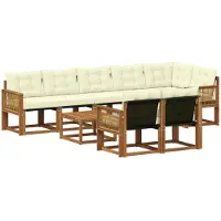 vidaXL Outdoor-Sofagarnitur 9 stk. Natur und Creme