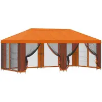 Syfax Pavillon mit Seitenwänden 6 x 3 m Orange Polyester und Stahl