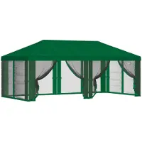 vidaXL Pavillon Dach mit Seitenwänden Grün 600,5 x 300,5 cm Polyester