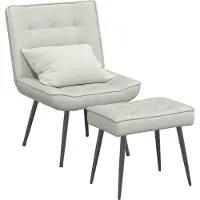 vidaXL Relaxsessel mit Hocker Creme Samt