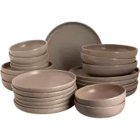 Palmer Sandy Loam, Geschirrset, 24 teilig für 6 Personen, beige Steinzeug
