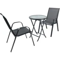 VCM 3-tlg Gartenmöbel Set | Sitzgruppe Essgruppe | 1xTisch, 2x Stühle | Tisch Maße ca. H. 89 x B. 55 x T. 55 cm | Garten Set - Sonlas