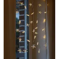 MARELIDA LED Lichtervorhang STERNE - 64 warmweiße LED - L: 1,2m - H: 1m - Trafo - für Innen - transparent