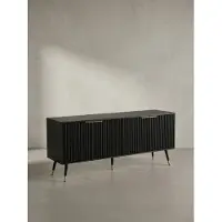 KADIMA DESIGN Lowboard Schwarz mit Eiche-Nachbildung 150x60x39 cm TV-Kommode Modern, Design TV-Schrank Hoch, Fernsehtisch Fernsehschrank mit Türen, Fernsehkommode Wohnzimmer